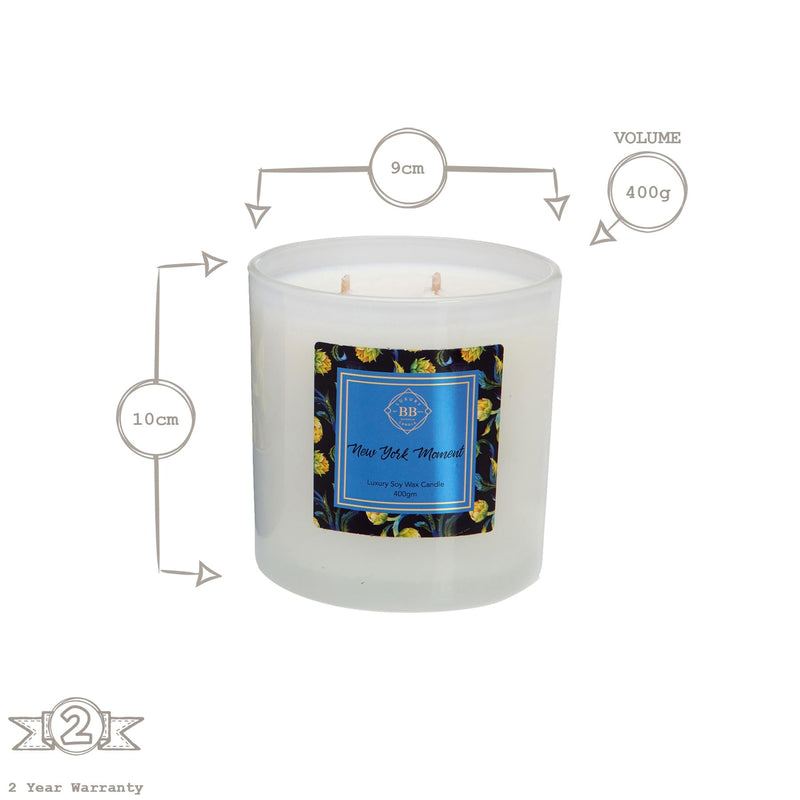 400g New York Moment Botanical Double Wick Soy Wax Scented Candle -  By Bramble Bay