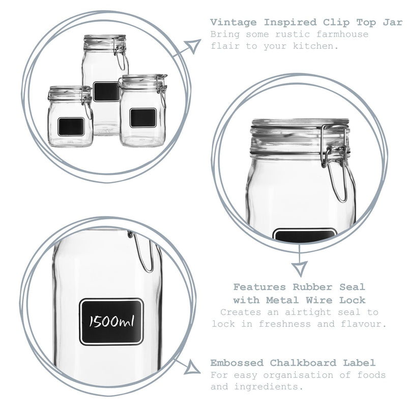 1.5L Lavagna Glass Storage Jar with Chalkboard Label - By Bormioli Rocco