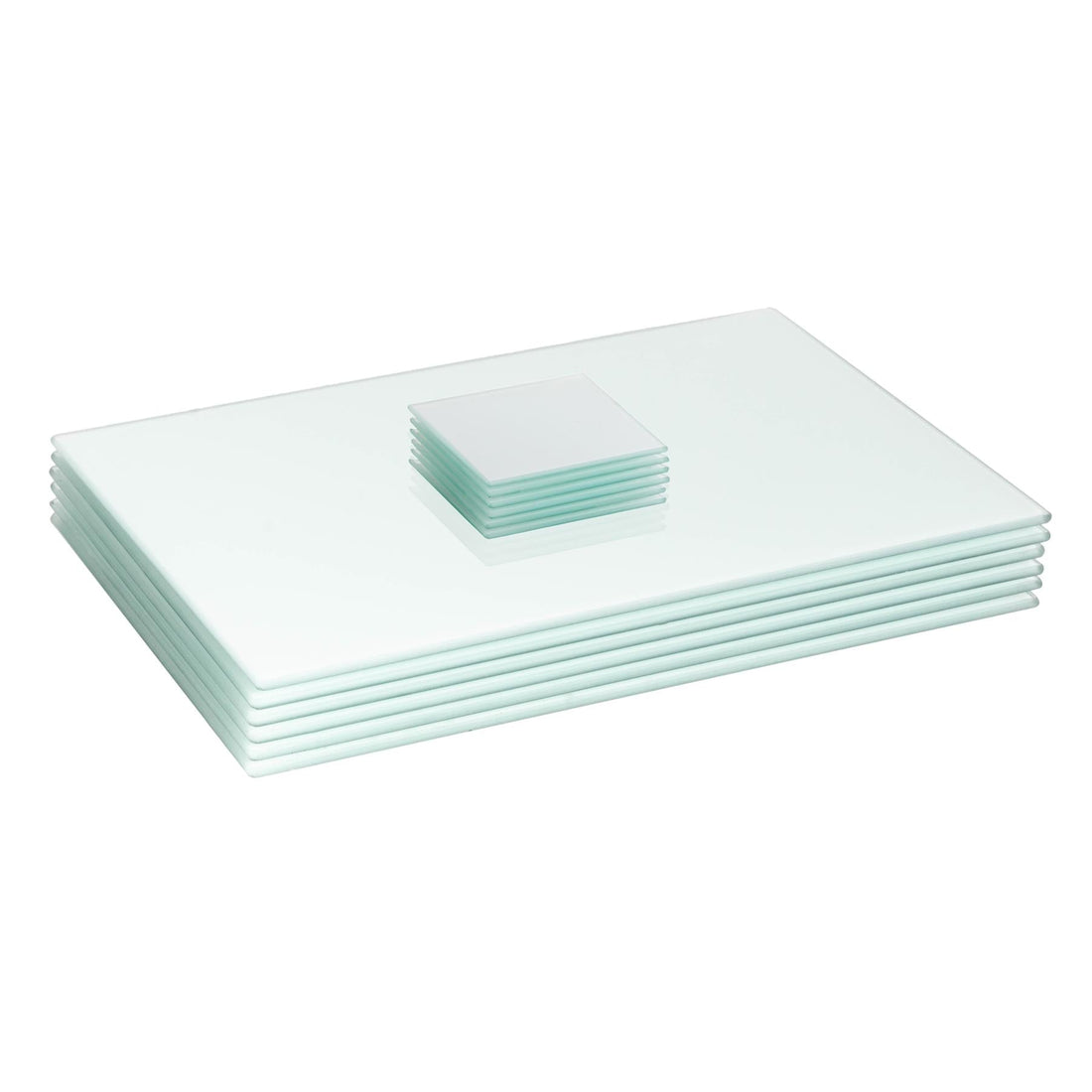 12pc 40cm x 30cm White Glass Placemats &amp; Coasters Set
