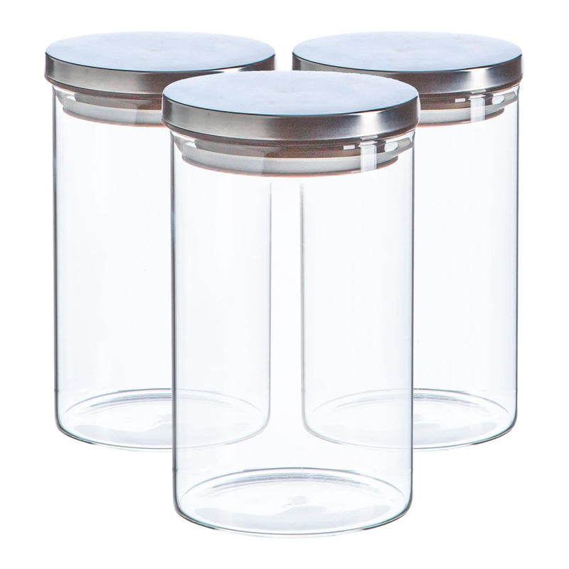 1L Scandi Storage Jars with Metallic Lids - Pack of Three - By Argon Tableware