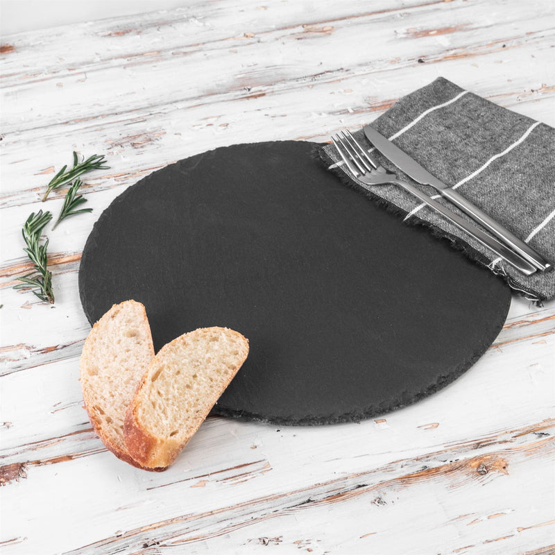 33cm Round Slate Placemats - Pack of Six - By Argon Tableware