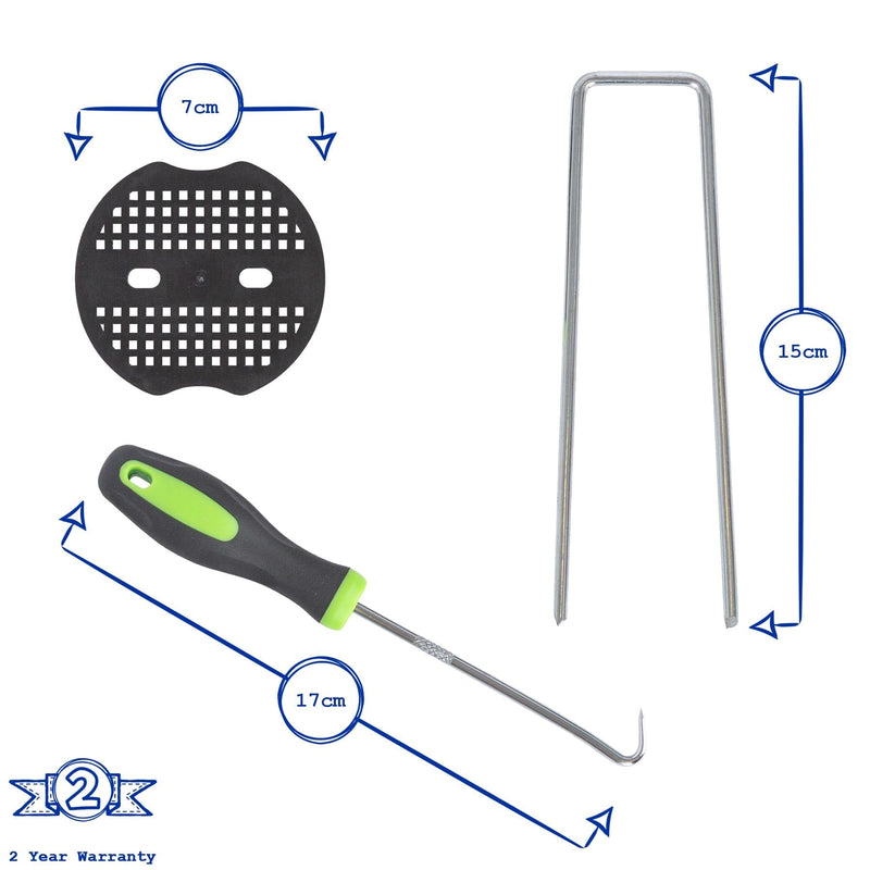 110gsm Weed Control Membrane Set with Pegs & Plates - By Harbour Housewares