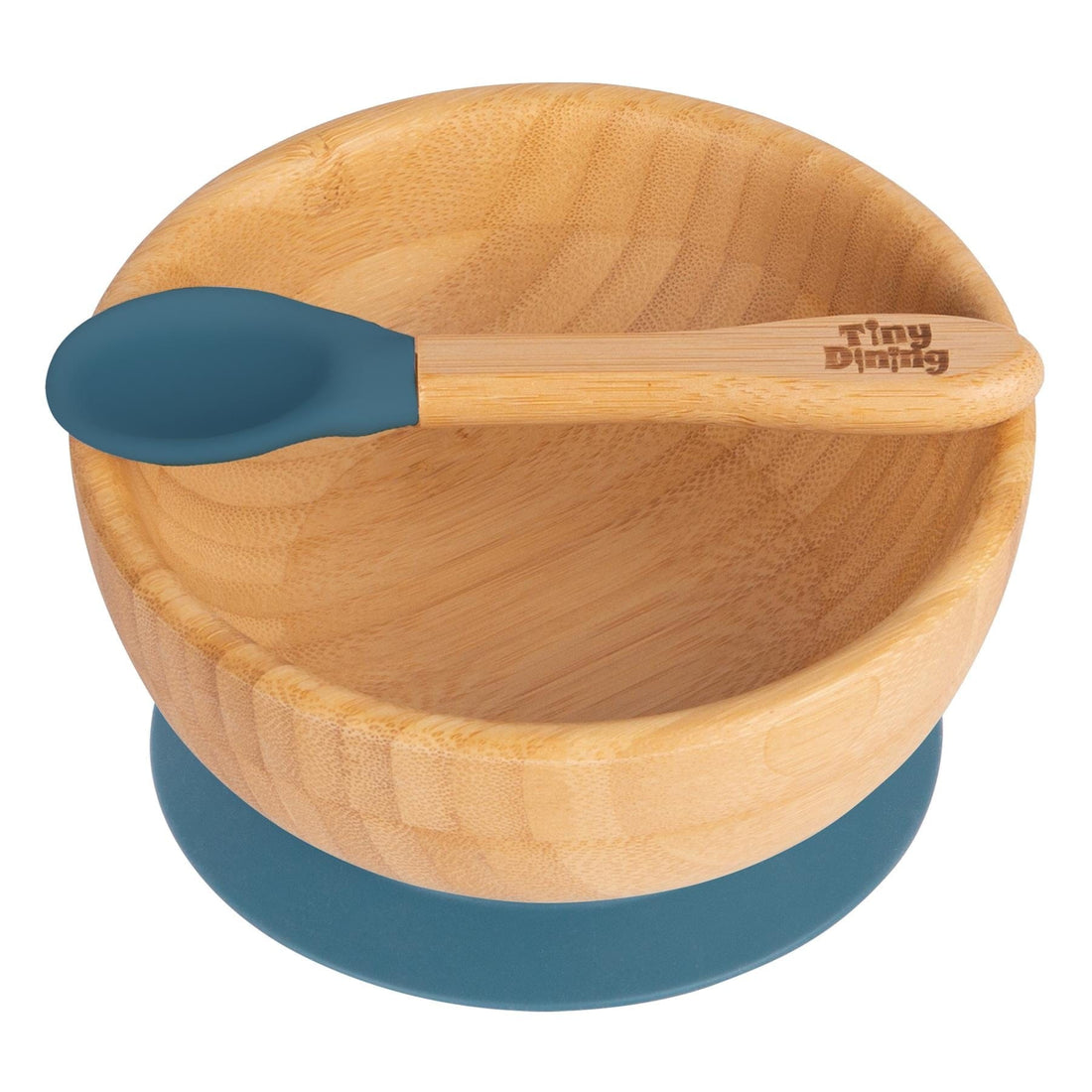Bamboo Suction Bowl &amp; Spoon Set - Navy