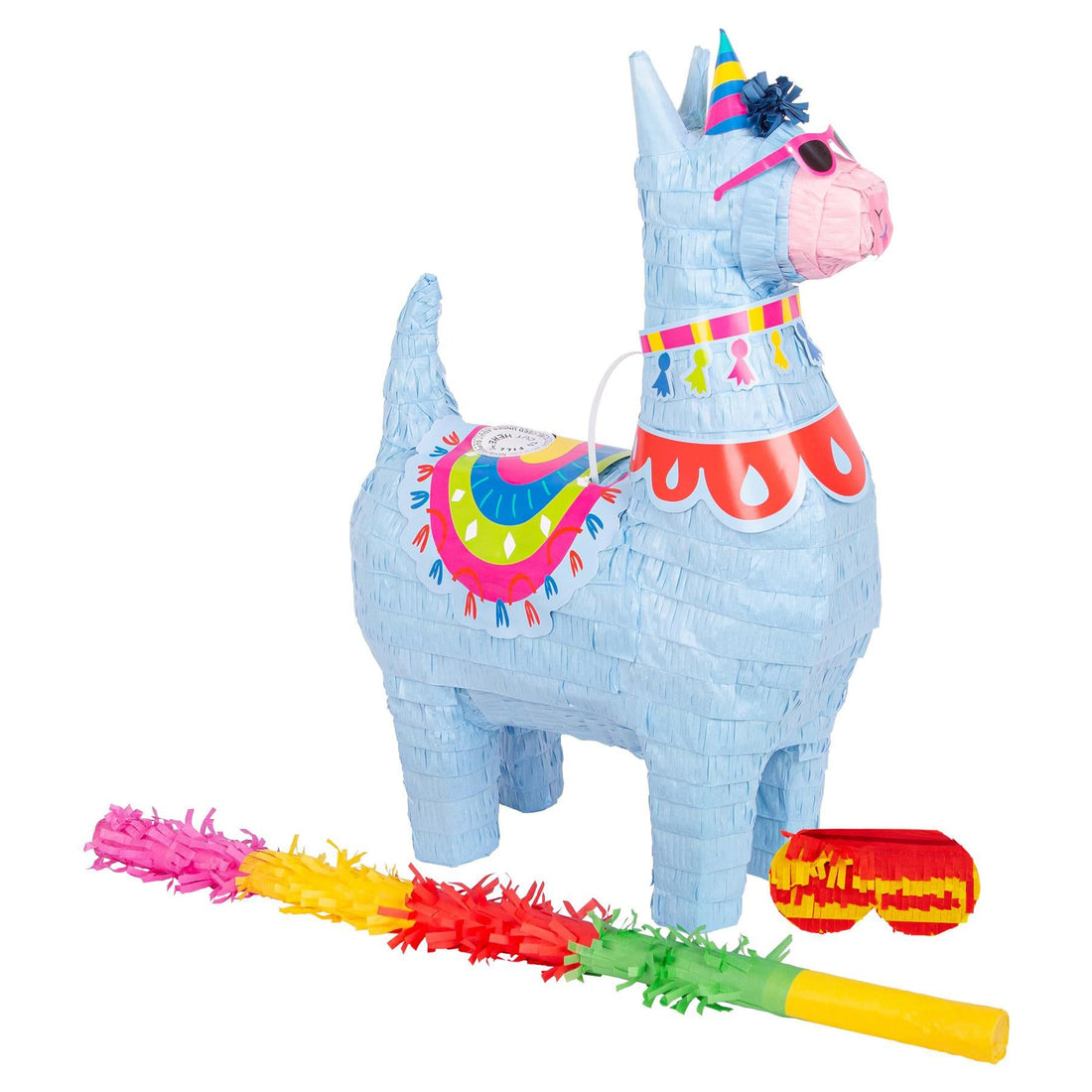 3-Piece Large Llama Pinata Set with Multicoloured Stick &amp; Blindfold