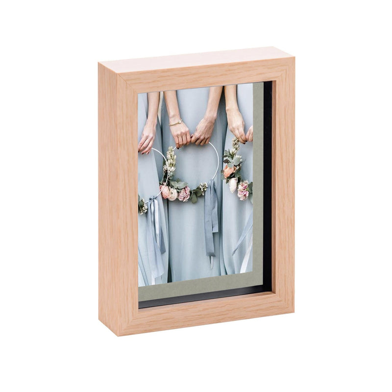 5" x 7" Light Wood 3D Box Photo Frame - with 4" x 6" Mount - By Nicola Spring