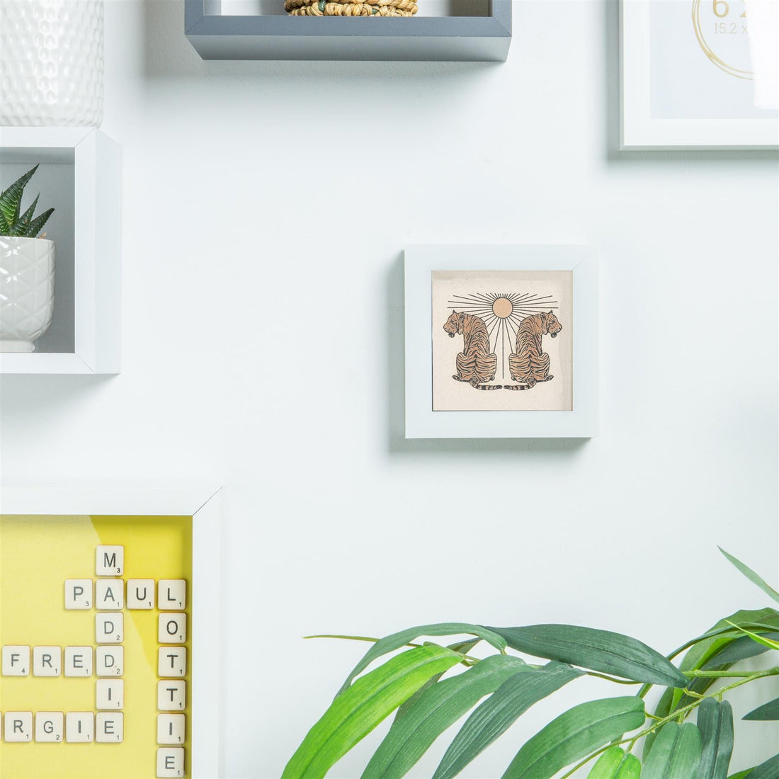 White 4" x 4" Shadow Box Photo Frame with White Frame Spacer and 2" x 2" White Mount