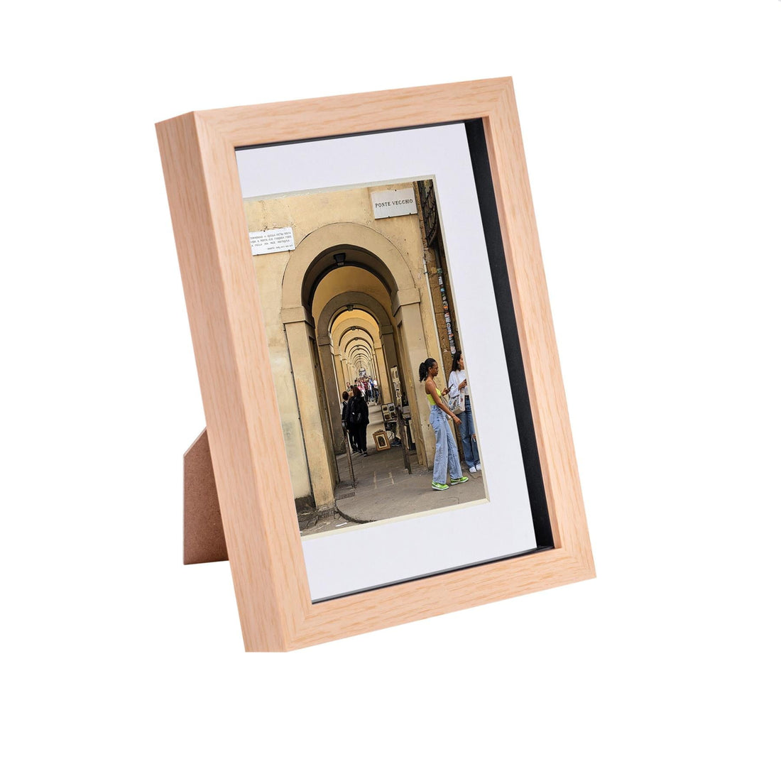 Light Wood A5 (6" x 8") Shadow Box Photo Frame with 4" x 6" Mount