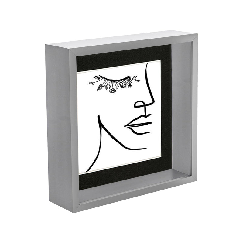 Grey 8" x 8" 3D Deep Box Photo Frame with 6" x 6" Mount - By Nicola Spring