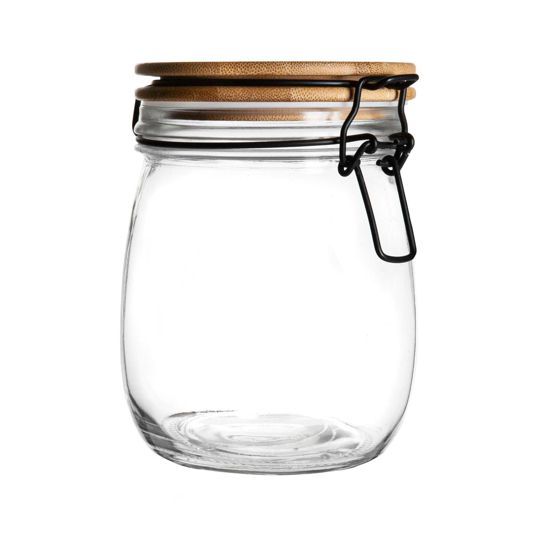 750ml Airtight Glass Storage Jar with Wooden Clip-Top Lid - White Seal