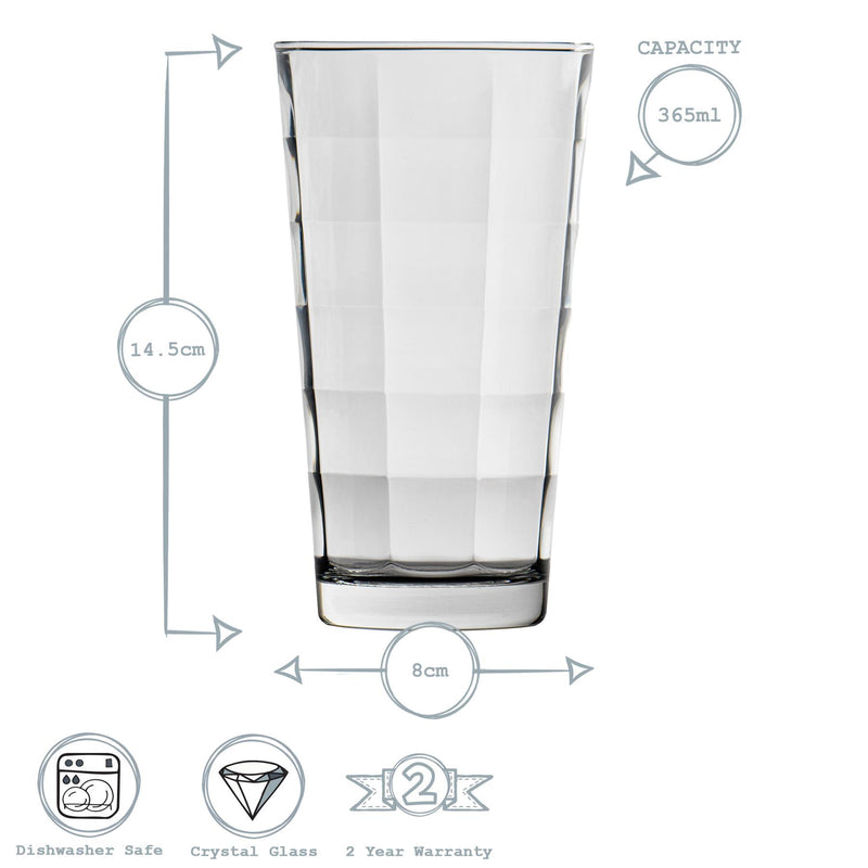 365ml Cube Highball Glasses - Pack of Six - By Bormioli Rocco