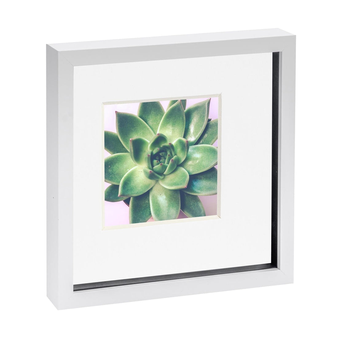 White 10" x 10" Shadow Box Photo Frame with 6" x 6" White Mount