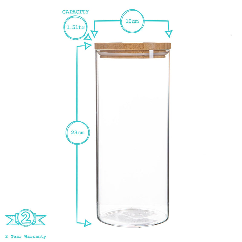 1.5L Scandi Storage Jars with Wooden Lids - Pack of Three - By Argon Tableware