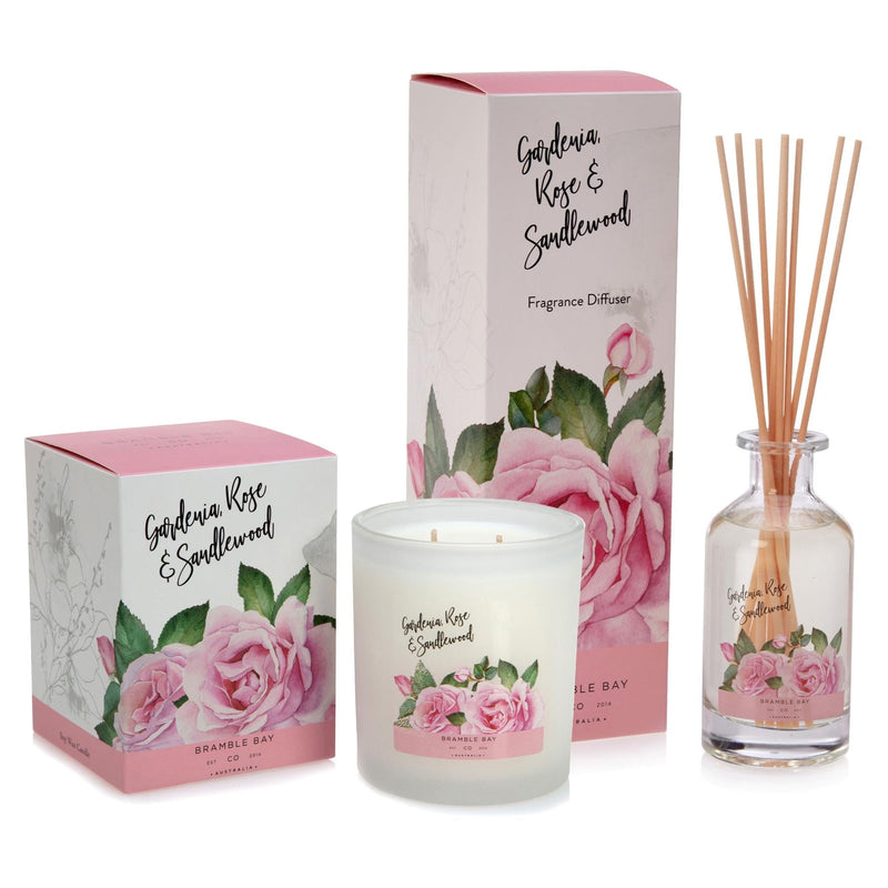 300g Double Wick Gardenia, Rose & Sandalwood Bath & Body Soy Wax Scented Candle - By Bramble Bay