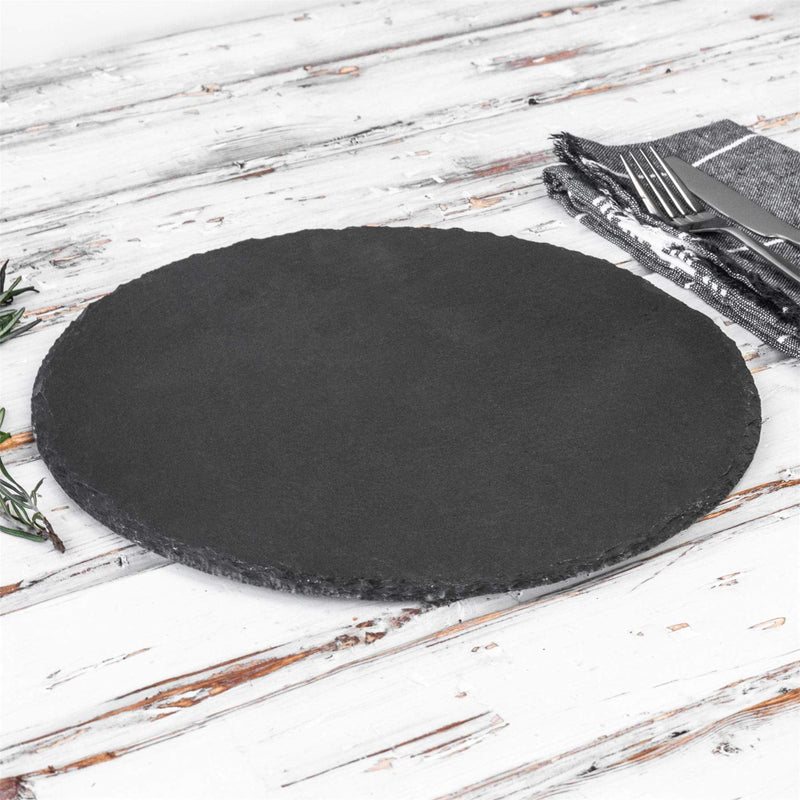 30cm Round Slate Placemats - Pack of Six - By Argon Tableware