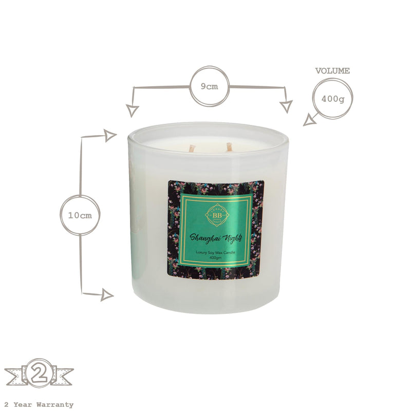 400g Shanghai Nights Botanical Double Wick Soy Wax Scented Candle -  By Bramble Bay