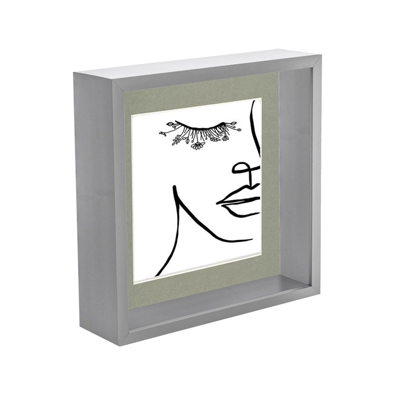 Grey 8" x 8" 3D Deep Box Photo Frame with 6" x 6" Mount - By Nicola Spring