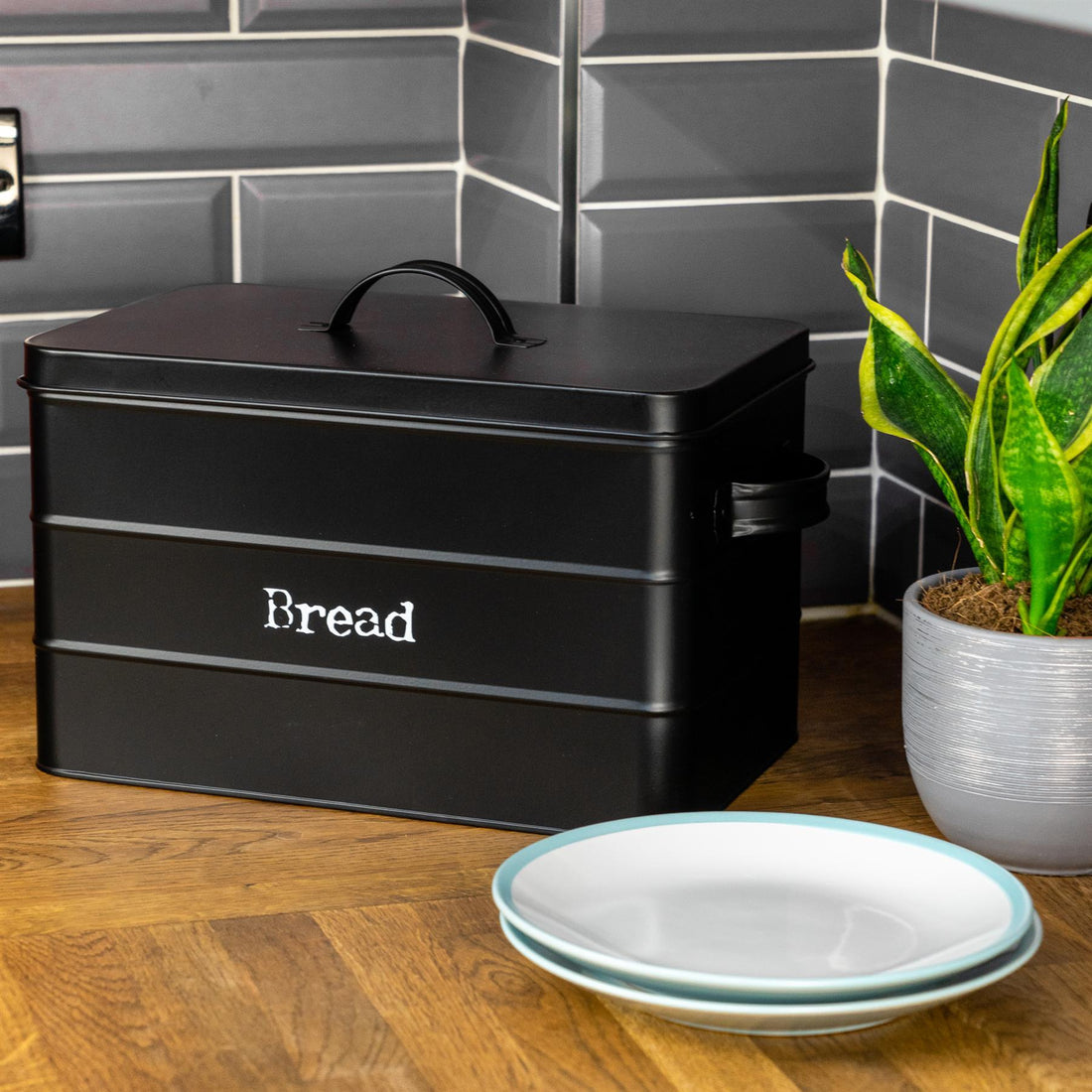 Black Vintage Metal Bread Bin
