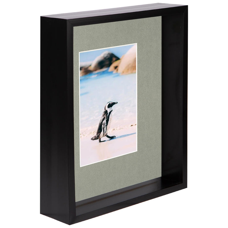 8" x 10" Black 3D Deep Box Photo Frame - with 4" x 6" Mount - By Nicola Spring