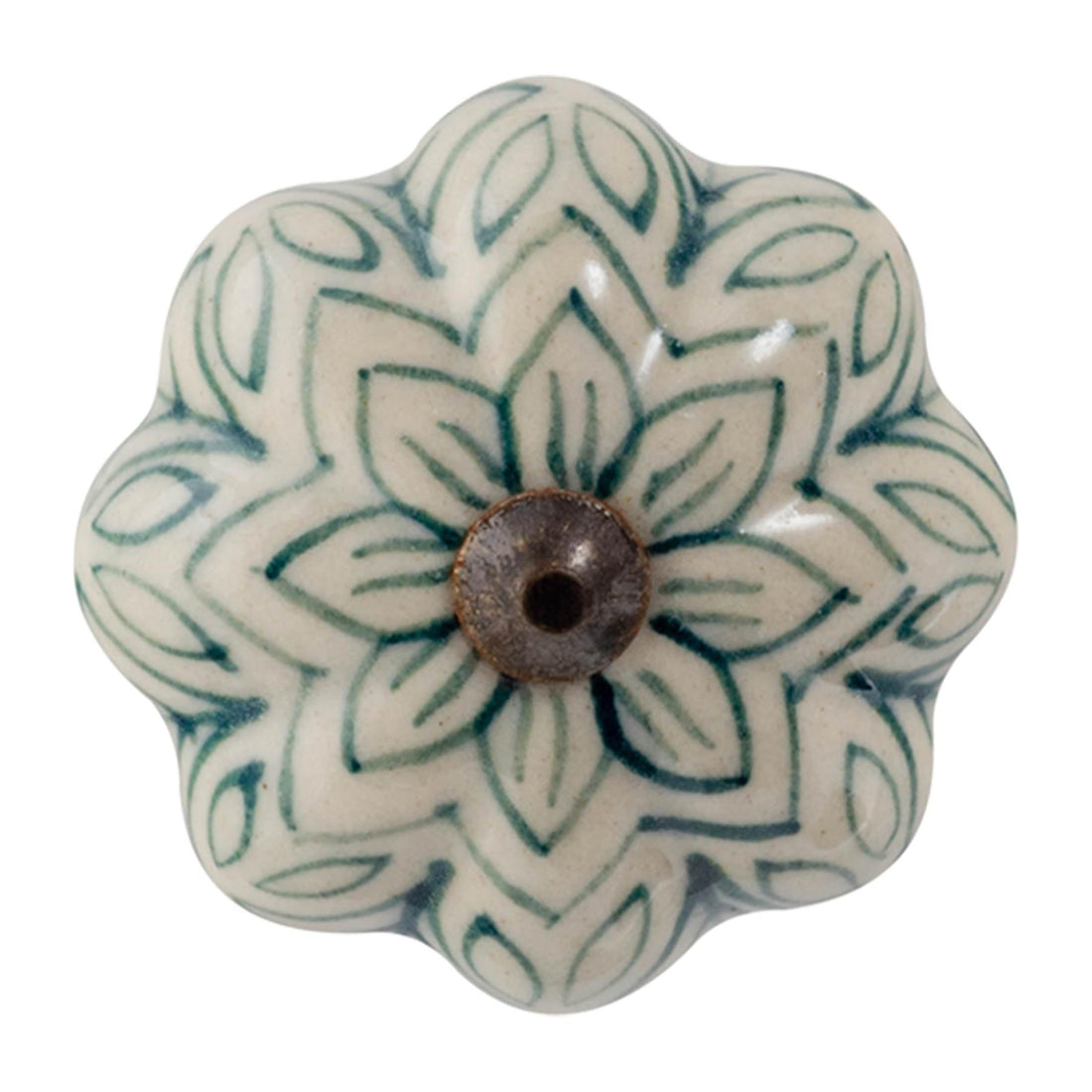 Green 45mm Vintage Floral Ceramic Cabinet Knob