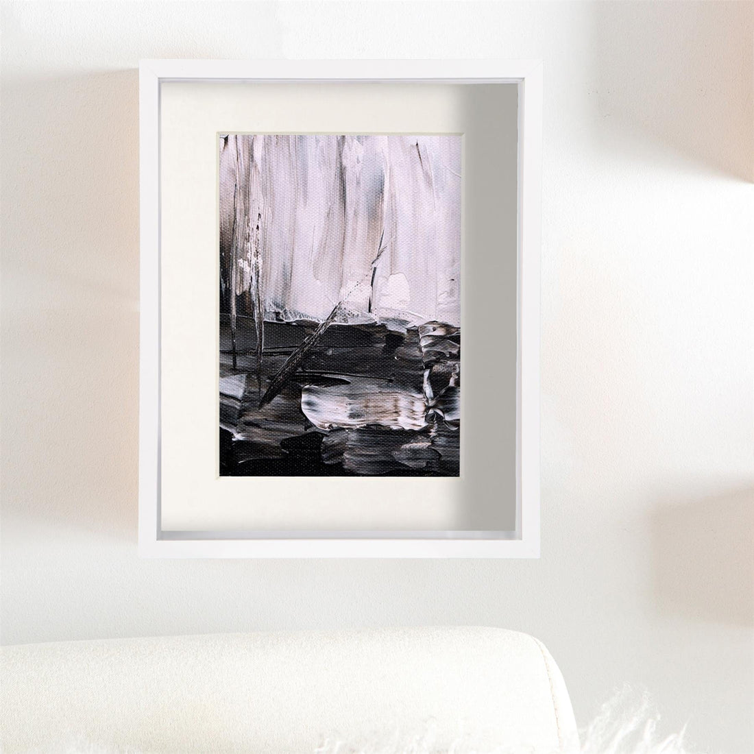 White 8" x 10" Deep Shadow Box Photo Frame with 5" x 7" Ivory Mount