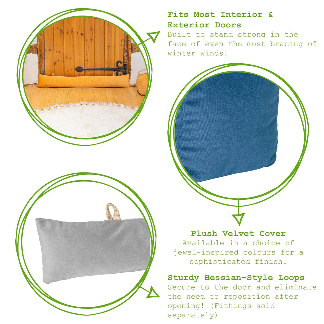 Velvet Draught Excluder - 80cm x 12cm