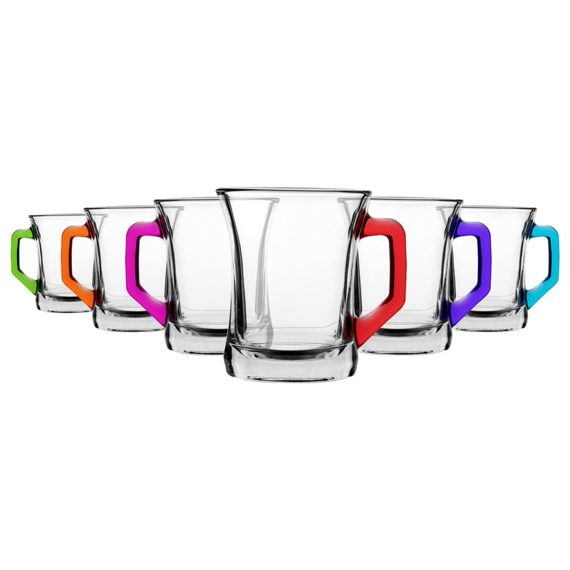 225ml Zen+ Multicolour Glass Coffee Mugs - Pack of Six  - By LAV