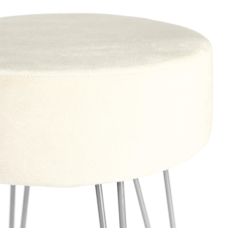 Cream Round Velvet Footstool - By Harbour Housewares
