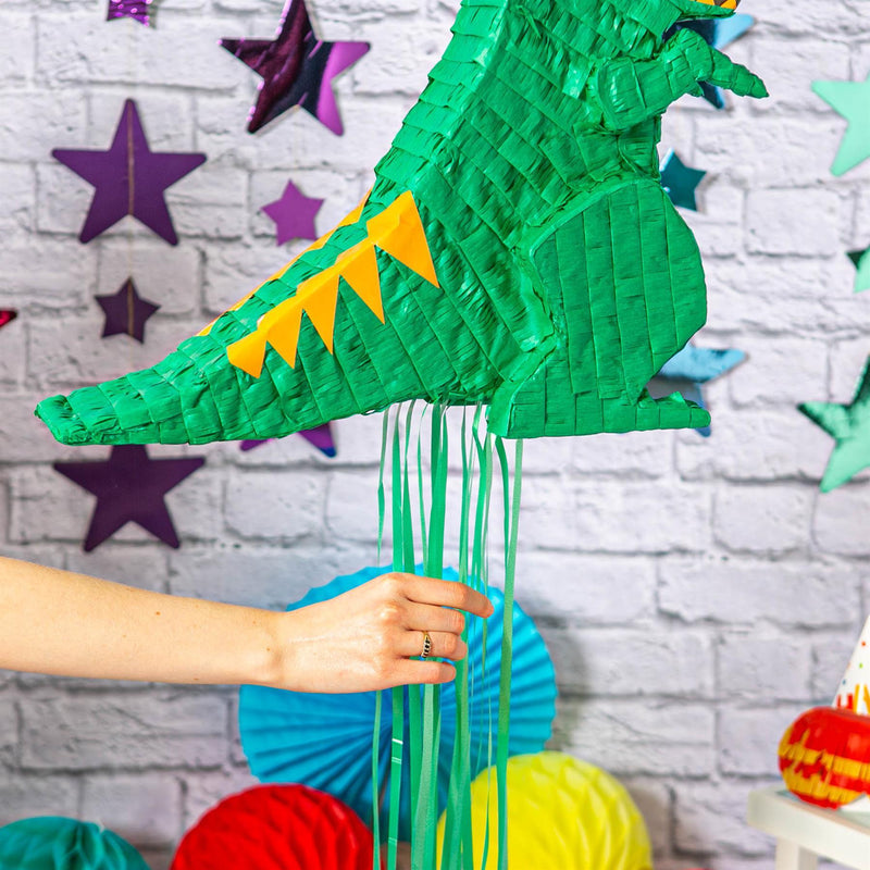 2pc Dinosaur Pull String Piñata & Blindfold Set - By Fax Potato
