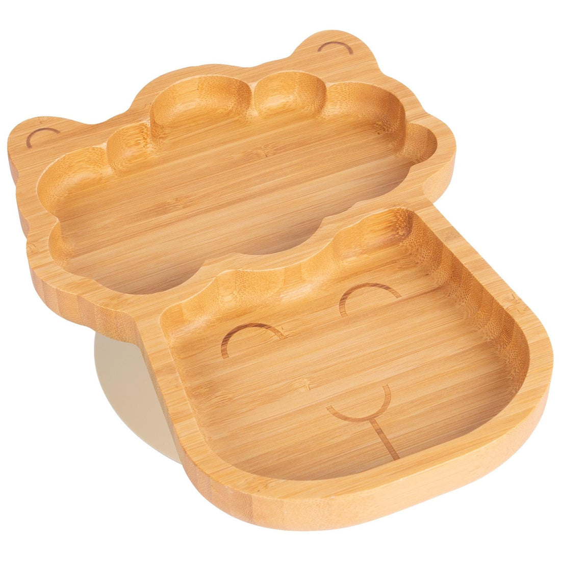 Lenny the Llama Bamboo Plate with Beige Suction Base