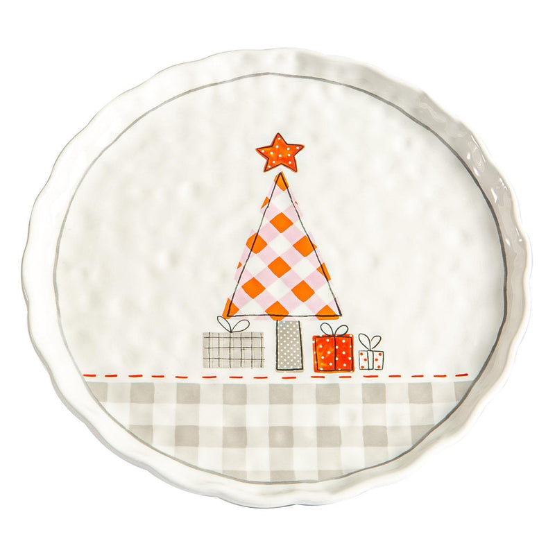 27.5cm Patchwork Christmas Cake Stand - By Nicola Spring