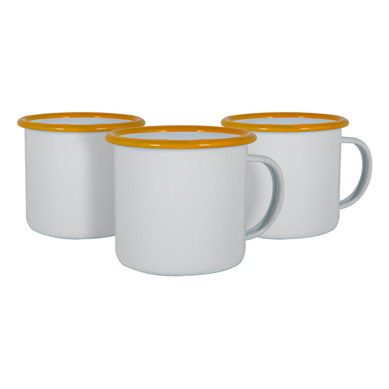 375ml White Enamel Mugs - Pack of Six - By Argon Tableware