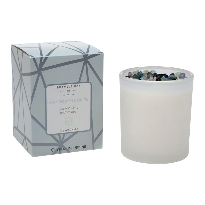 300g Rainbow Flourite Crystal Infusions Soy Wax Scented Candle - By Bramble Bay