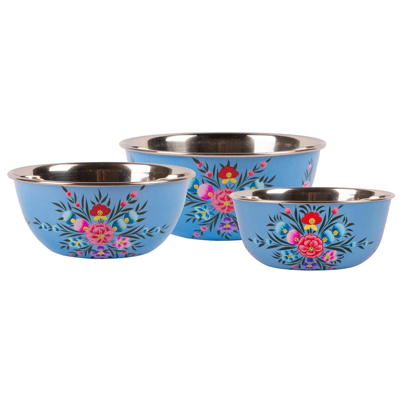 3pc Pansy Stainless Steel Picnic Bowl Set - By BillyCan