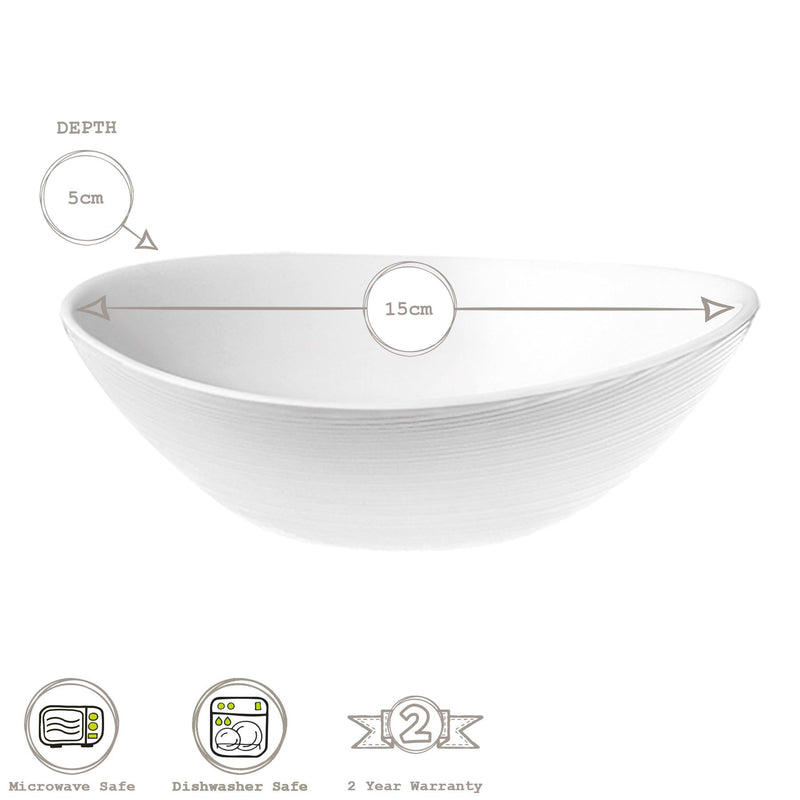 15cm White Prometeo Glass Cereal Bowls - Pack of Six - By Bormioli Rocco