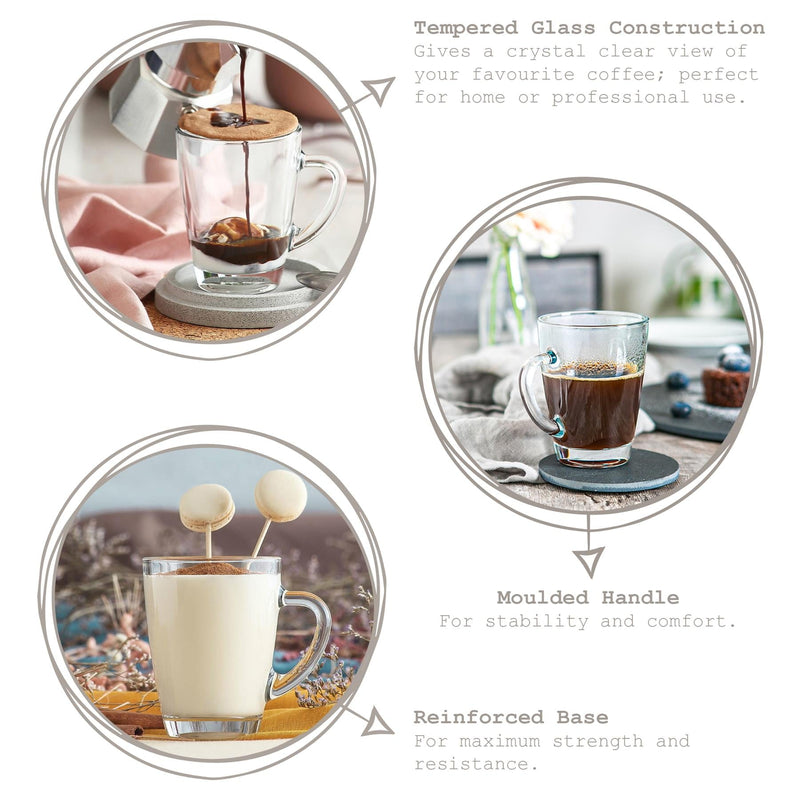 300ml Vega Glass Coffee Mugs - Pack of Six  - By LAV