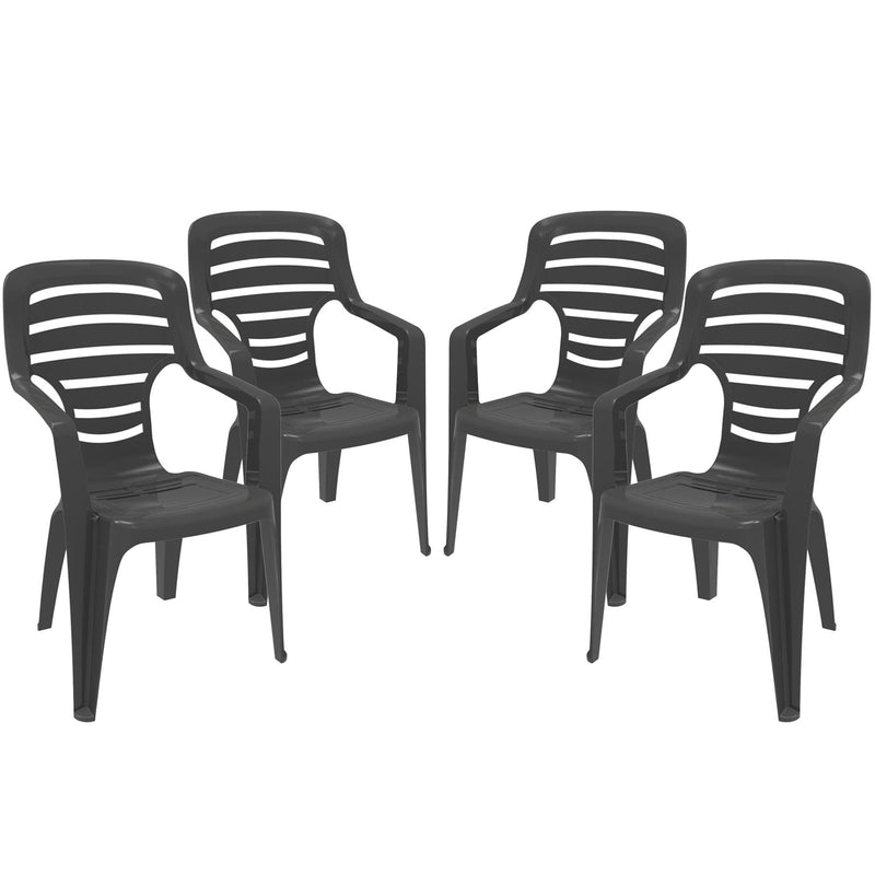 Pireo Plastic Garden Dining Armchairs - Pack of Four - By Resol