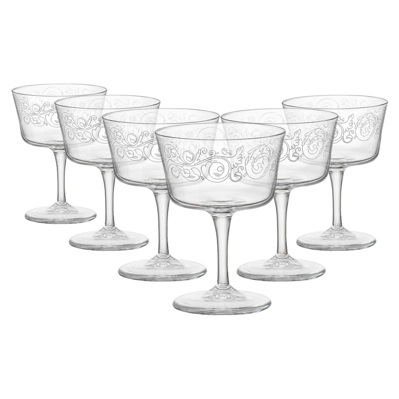 Liberty 220ml Bartender Novecento Glass Champagne Saucers - Pack of 6 - By Bormioli Rocco