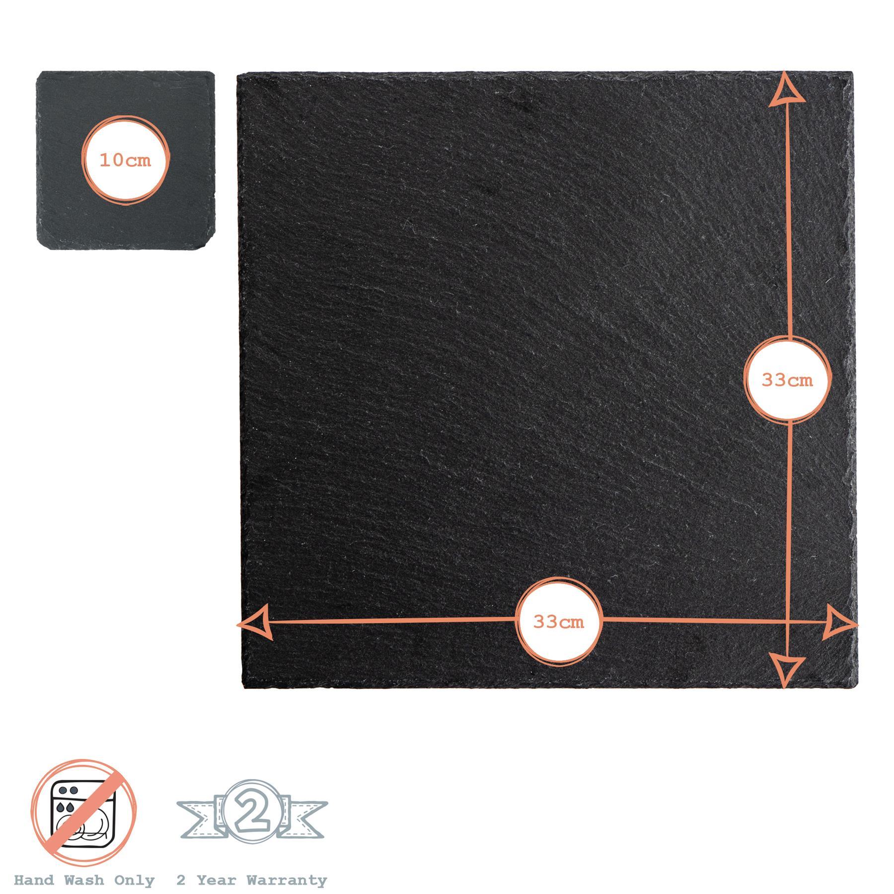 12pc Black Square Slate Placemats &amp; Coasters Set