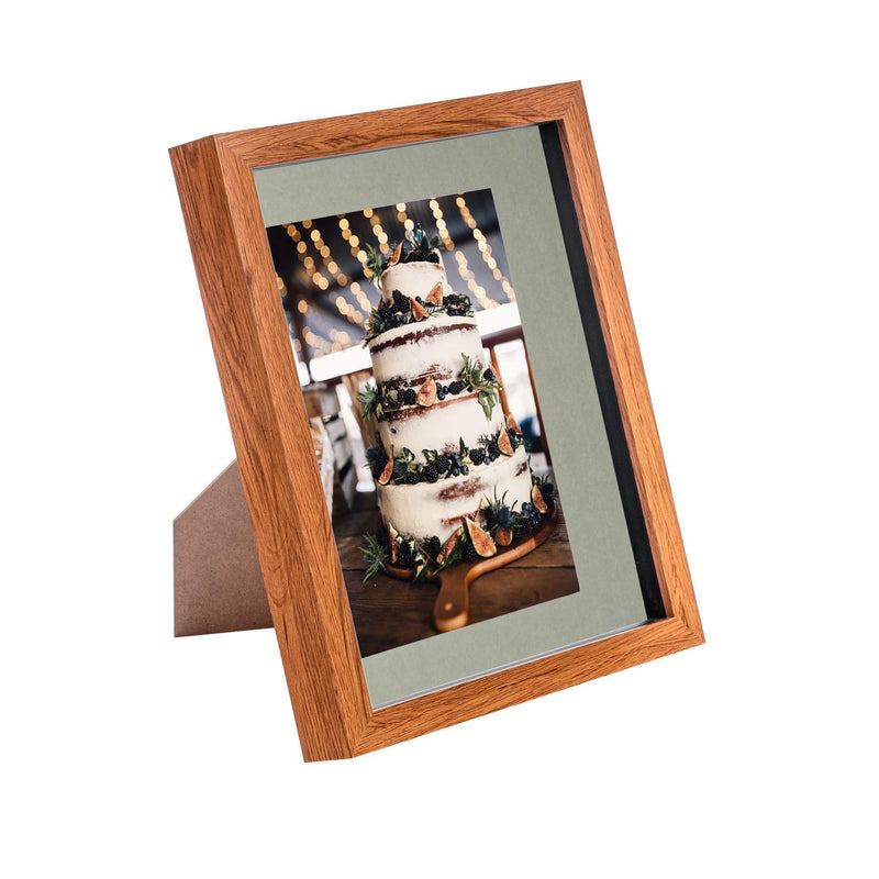 8" x 10" Dark Wood 3D Box Photo Frame - with 5" x 7" Mount - By Nicola Spring