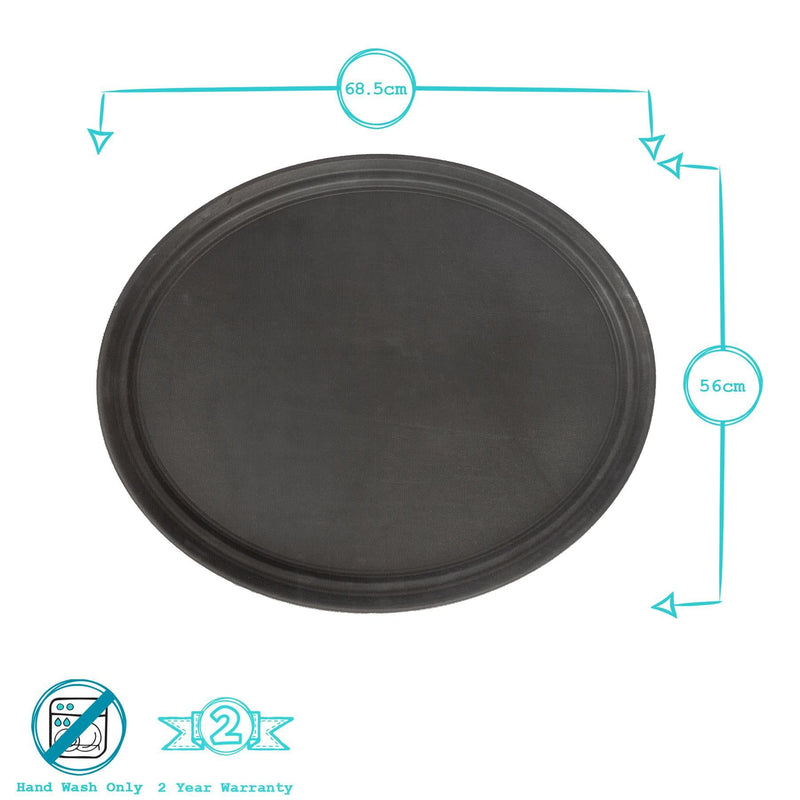 Black 68.5cm x 56cm Oval Non-Slip Serving Tray - By Argon Tableware