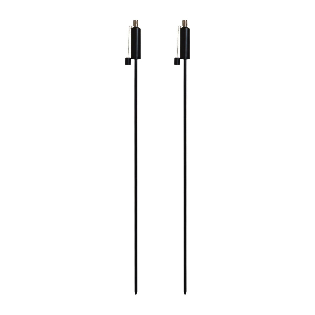 Black 1.46m Stainless Steel Round Garden Torches - Pack of 2