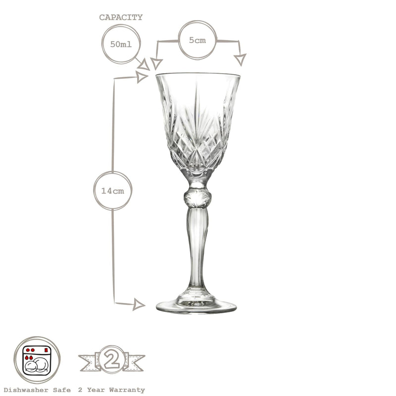 50ml Melodia Liqueur Glasses - Pack of 6 - By RCR Crystal