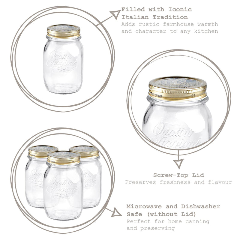 500ml Quattro Stagioni Glass Storage Jar - By Bormioli Rocco