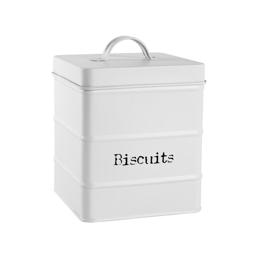 White Vintage Metal Biscuit Tin