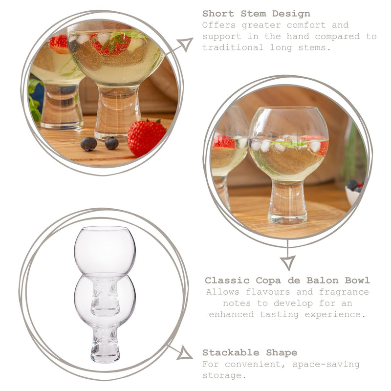 525ml Short Stem Gin Glasses - Pack of 2 - By Rink Drink