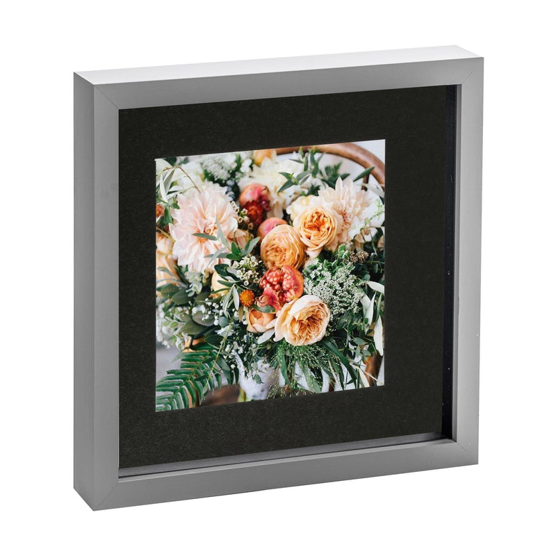 10" x 10" Grey 3D Box Photo Frame -  with 6" x 6" Mount - By Nicola Spring