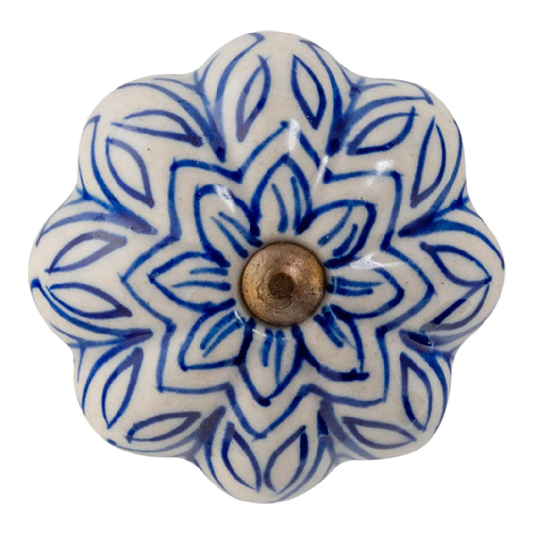 Navy 45mm Vintage Floral Ceramic Cabinet Knob