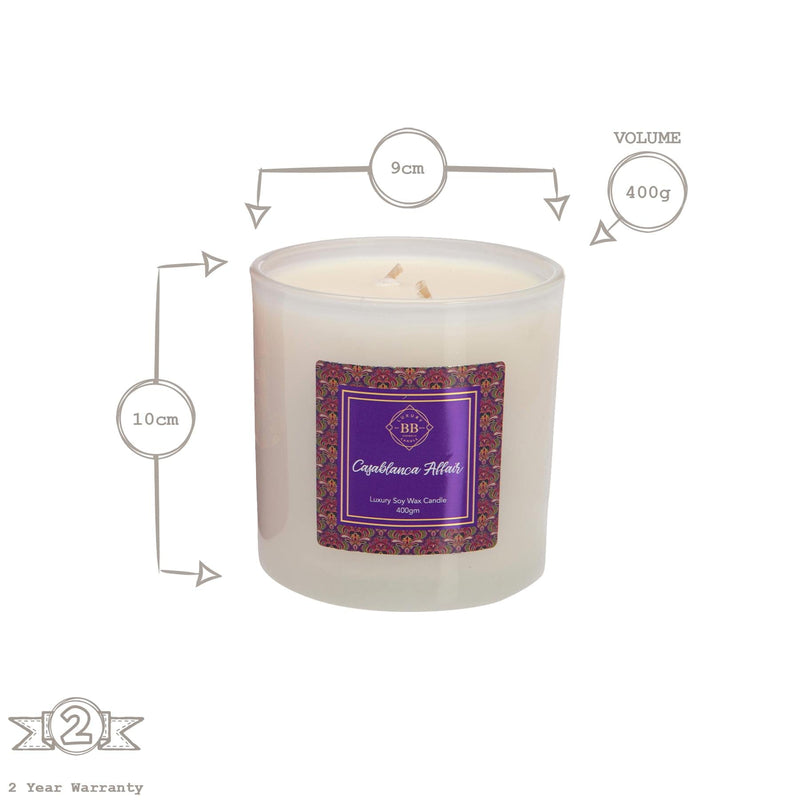 400g Casablanca Affair Botanical Double Wick Soy Wax Scented Candle -  By Bramble Bay
