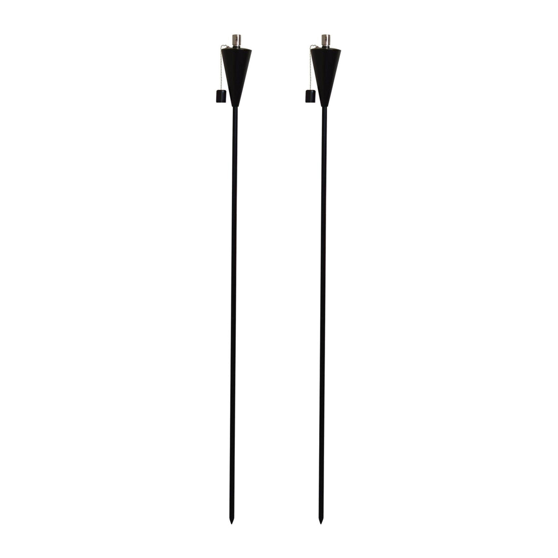 Black 1.46m Stainless Steel Cone Garden Torches - Pack of 2