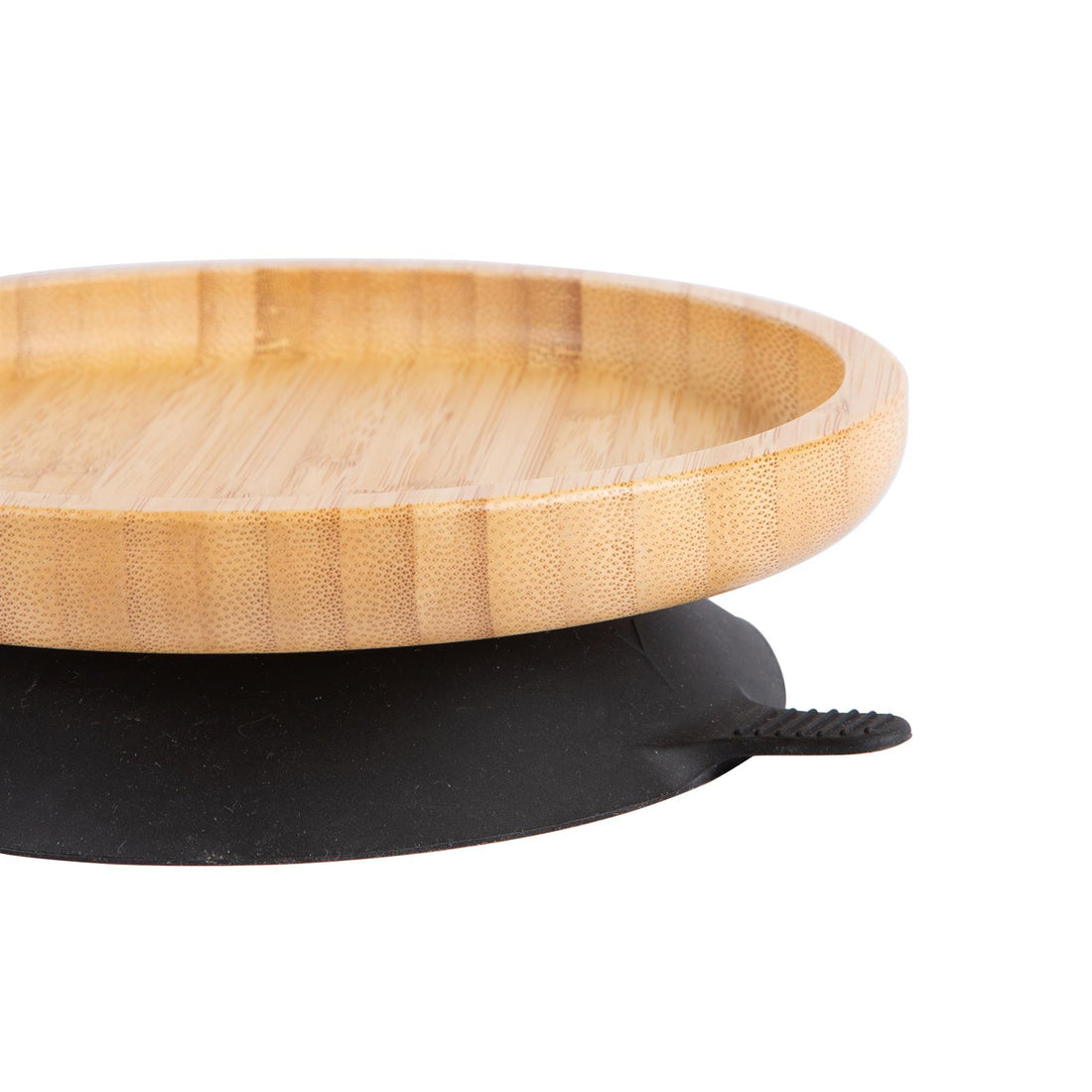 Round Undivided Bamboo Plate with Black Suction Base